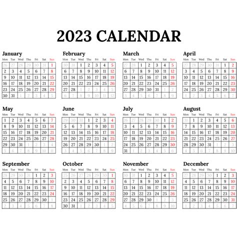 Black Simple 2023 Calendar Table Design Kalender, 2023 Calendar Pages ...