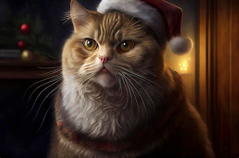 Premium Photo | Cute cat with santa claus hat