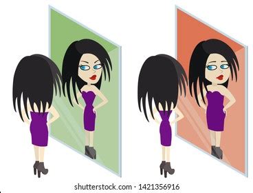 Illustration Slim Girl Before Mirror Her Stock Illustration 1421356916 ...