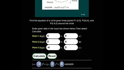 Solve for equation of a circle given three points - YouTube