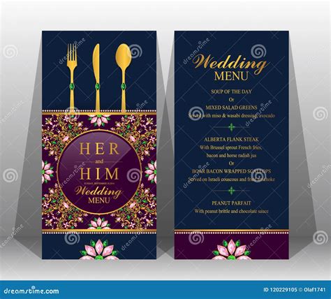 Wedding Menu Card Templates . Stock Vector - Illustration of ...