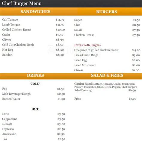 Chef Burger Menu, Menu for Chef Burger, Richmond Hill, Toronto ...