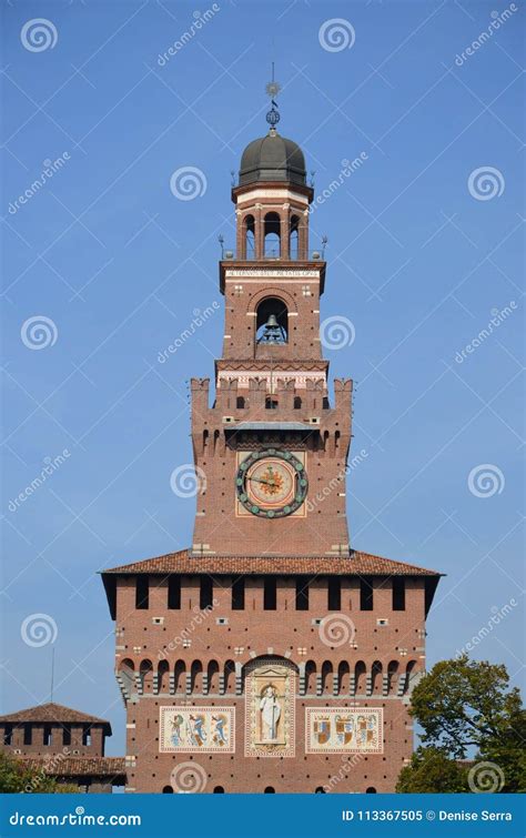 Architectural Detail of the Facade of the Castle of Sforza Stock Image ...