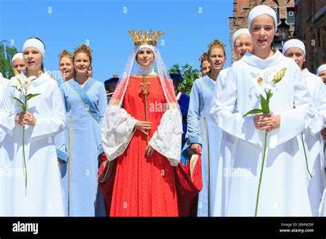 The Virgin Mary (mother of Jesus Christ) during the Procession of the ...