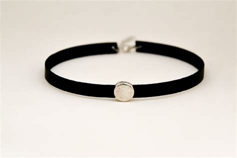 Black Choker Necklace for Women Silver Round Bead Charm - Etsy