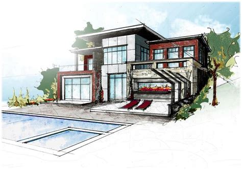 Modern Home | Architecture design sketch, Interior architecture drawing ...