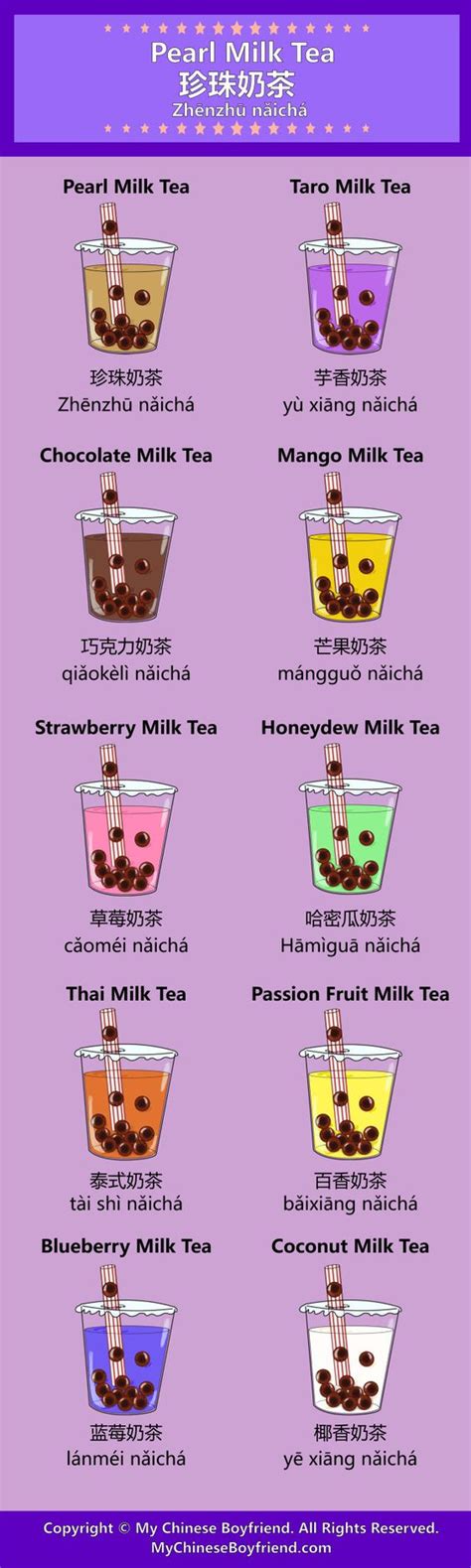 What flavor do you like your 珍珠奶茶 Bubble Tea? Here's a cool list of the many flavors you can get ...