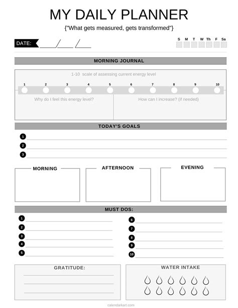 Free Printable Daily Planner Templates (Editable PDF) - CalendarKart