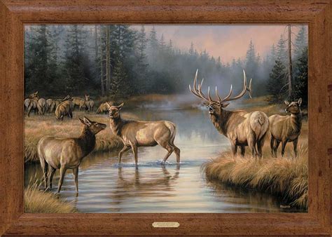 Autumn Mist Elk Framed Canvas Art Print Wall Art - Wall Decor - Wild Wings