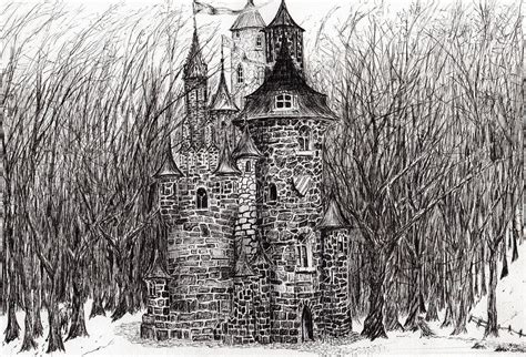 The Castle In The Forest Of Findhorn Drawing by Vincent Alexander Booth