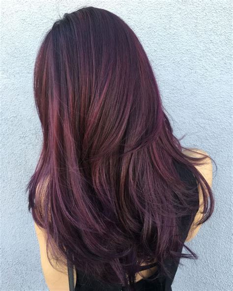 Black Hair With Purple And Brown Balayage Dark Burgundy Hair Color ...