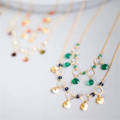 Green Onyx Gold Gemstone Necklace for Women | Gift Idea for Her