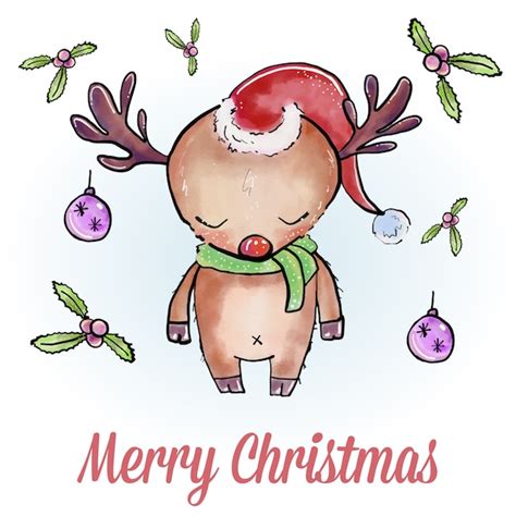 Premium Vector | Watercolor christmas reindeer