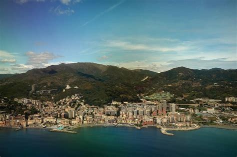 Premium Photo | Genoa italy sea front promenade aerial view panorama ...