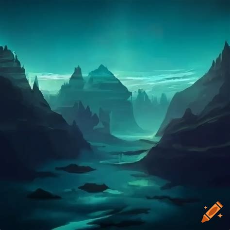 Gigantic floating island landscape with forests and mountains in a fantasy sci-fi concept art on ...