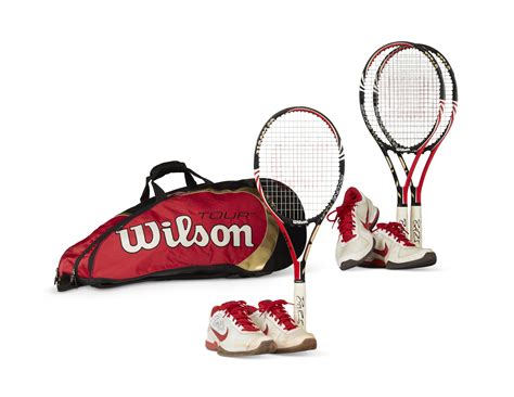 ROGER FEDERER'S TOURNAMENT RACKET BAG, RACKETS AND SNEAKERS, FRENCH ...