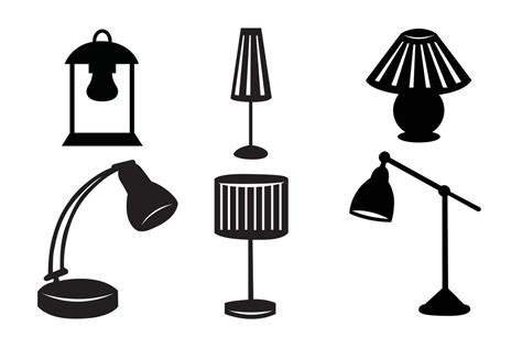 Set of black table lamp icons on white background. Vector illustration. 25601322 Vector Art at ...
