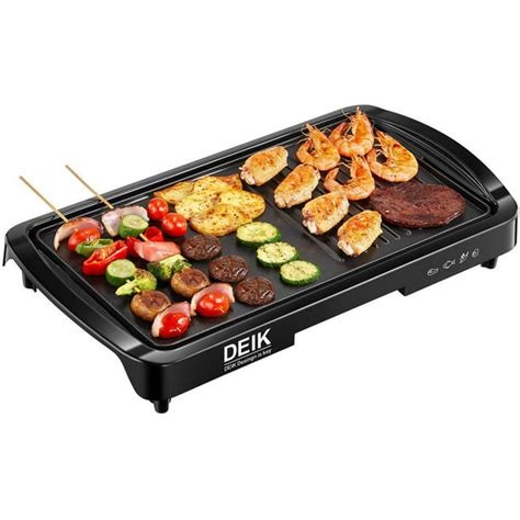 Electric Griddle, DEIK 2-in-1 Indoor Grill Smokeless Coated Non-Stick Pancake Griddle, 20''x10 ...