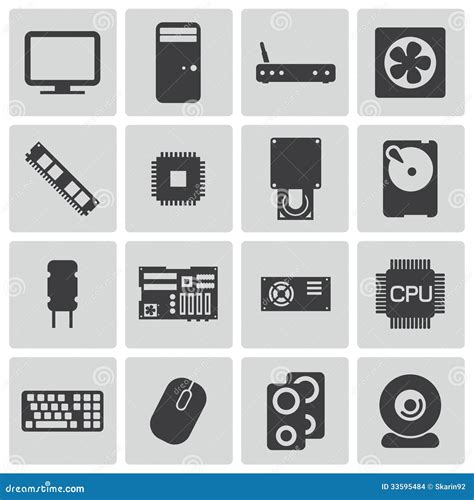 Vector Black PC Components Icons Stock Images - Image: 33595484