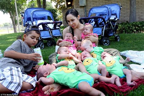 Octomom Nadya Suleman battles with her brood as she takes all eight babies on trip to park ...