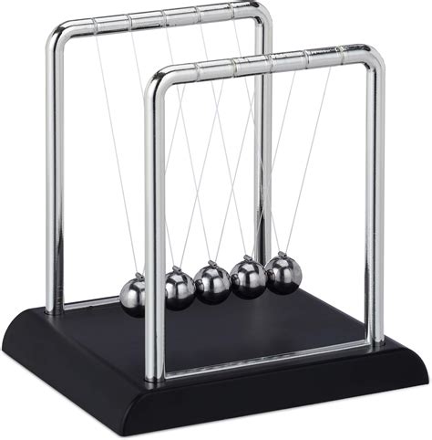 Buy Relaxdays Newton’s Cradle, Classic Pendulum with 5 Balls, Decorative Physics Gadget for Your ...