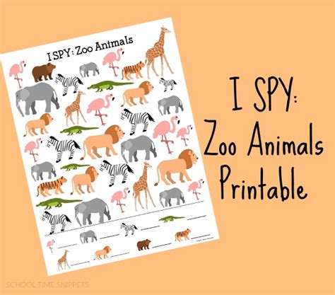 zoo animals i spy free printable school time snippets - zoo theme i spy printable preschool zoo ...