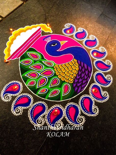 15 Peacock Kolam Rangoli Designs Ideas For Pongal 2024