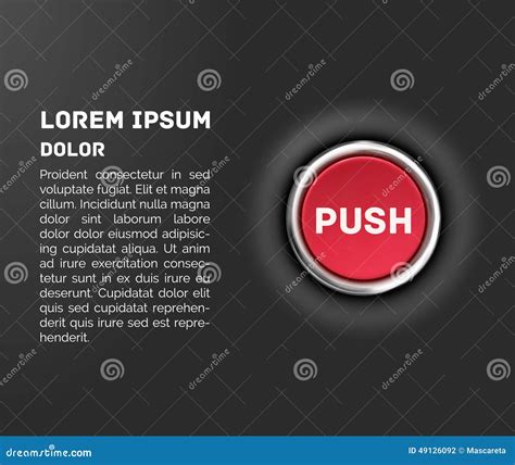 Push Button, 3d Red Glossy Metallic Icon, Vector Stock Vector - Illustration of action ...