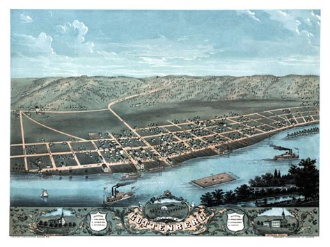 Beautifully restored map of Guttenberg, Iowa from 1869 - KNOWOL