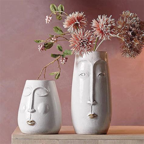 White Ceramic Face Vases Two Sizes By Primrose & Plum ...