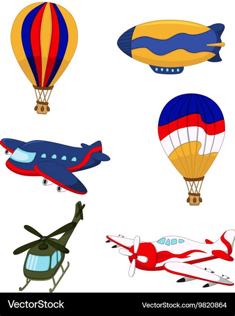 Air transportation set cartoon Royalty Free Vector Image