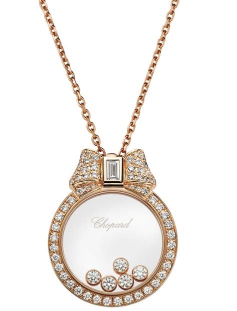 18kt white chopard round diamond pendant with diamond bow H1