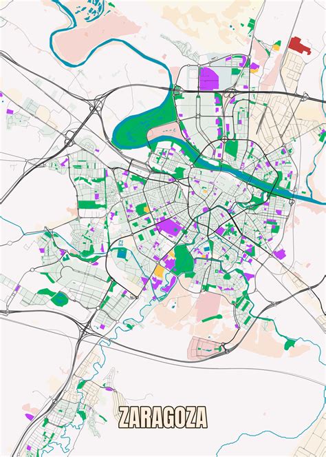 Map of City map of Zaragoza, Spain ǀ Maps of all cities and countries ...