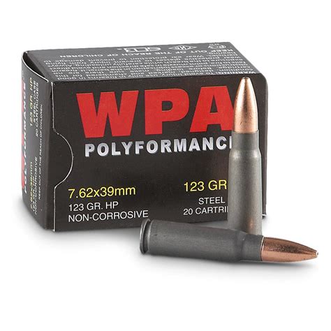 Wolf, 7.62x39mm, HP, 123 Grain, 20 Rounds - 76452, 7.62x39mm Ammo at Sportsman's Guide