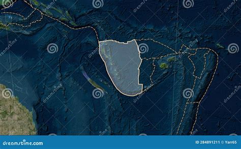 Volcanoes Around the New Hebrides Plate. Satellite Map Stock Illustration - Illustration of risk ...