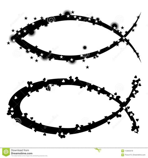 An Abstract Illustration on Ichthys Symbol in Black Stock Illustration - Illustration of blank ...