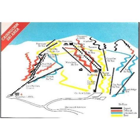 Map - Cairngorm Ski Areas including the routes - Chairlist postcard c ...