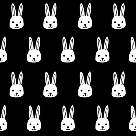 white rabbits // black white rabbit black and white rabbit bunnies fabric andrea lauren design ...
