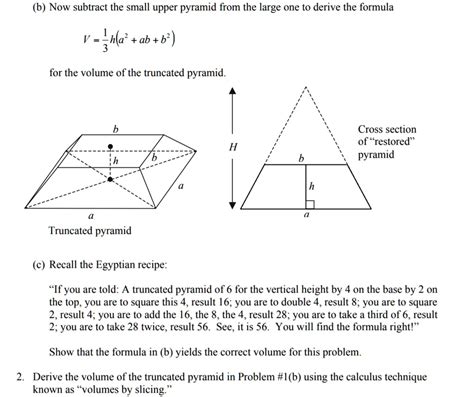 SOLVED: (b) Now subtract the small upper pyramid from the large one t0 ...