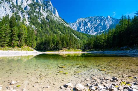 Gruner See, Austria Peaceful Mountain View with Famous Green Lake in Styria. Turquoise Green ...