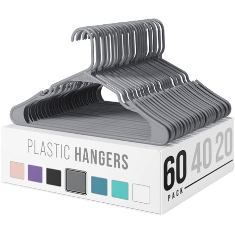 Plastic Clothes Hangers (20, 40, 60 Packs) | Durable Coat and Clothes Hangers | Vibrant Color ...