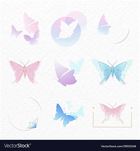 Butterfly logo badge pastel aesthetic flat design Vector Image