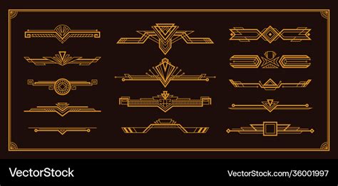 Art deco border set Royalty Free Vector Image - VectorStock