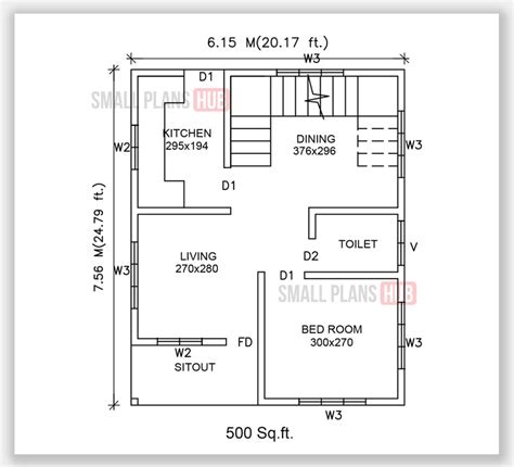 Three Low Budget 1000 Sq.ft. Three Bedroom House Plans for 120 Sq.yard ...