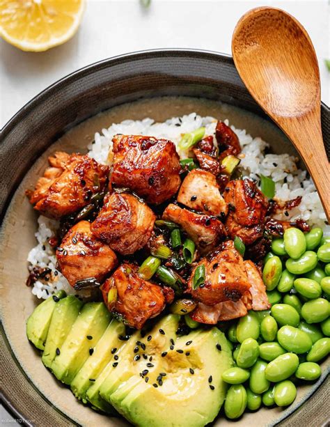 Teriyaki Salmon Bowl | Receitas, Lanches saudáveis, Receitas saudáveis