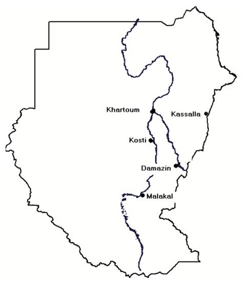 A sketch map of the Sudan, showing the main rivers, Khartoum and the ...