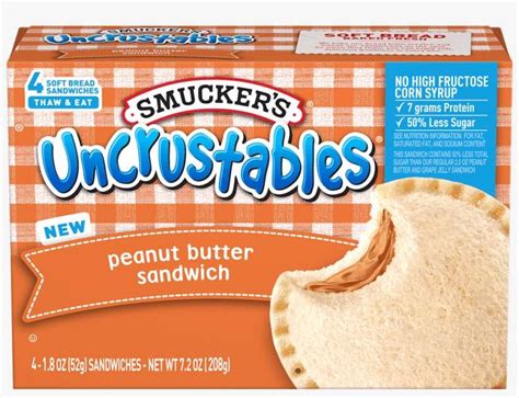 Uncrustables® Peanut Butter - Smuckers Uncrustables Sandwich, Reduced Sugar, Peanut PNG Image ...