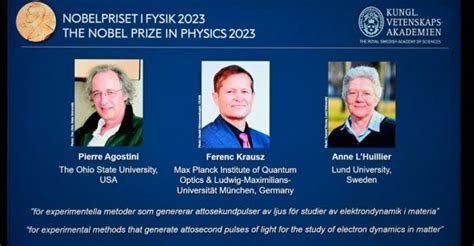 Three scientists win Nobel Prize in Physics for looking at electrons in ...