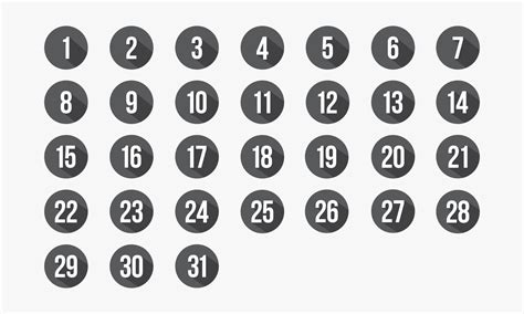 jeu d'icônes de cercle de nombres 1-31. illustration vectorielle de ...