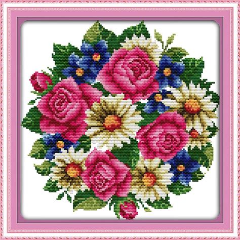 All Flowers Bloom Together Rose DMC Cross Stitch Kit Art Crafts ...